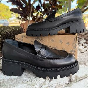 BRAND NEW Free People Lyra Lug Sole Loafer Black Leather Platform Size W 39/9 US